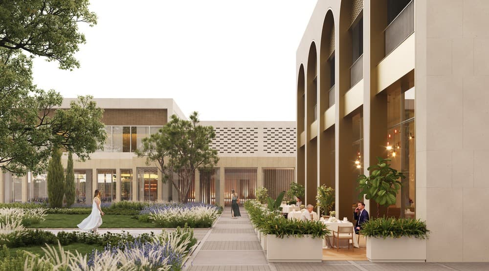 Project | Korla Renaissance Hotel and Courtyard Hotel rendering for Aedas