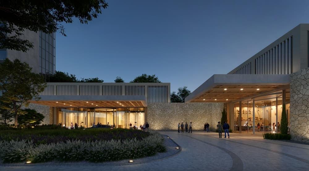 Project | Korla Renaissance Hotel and Courtyard Hotel rendering for Aedas