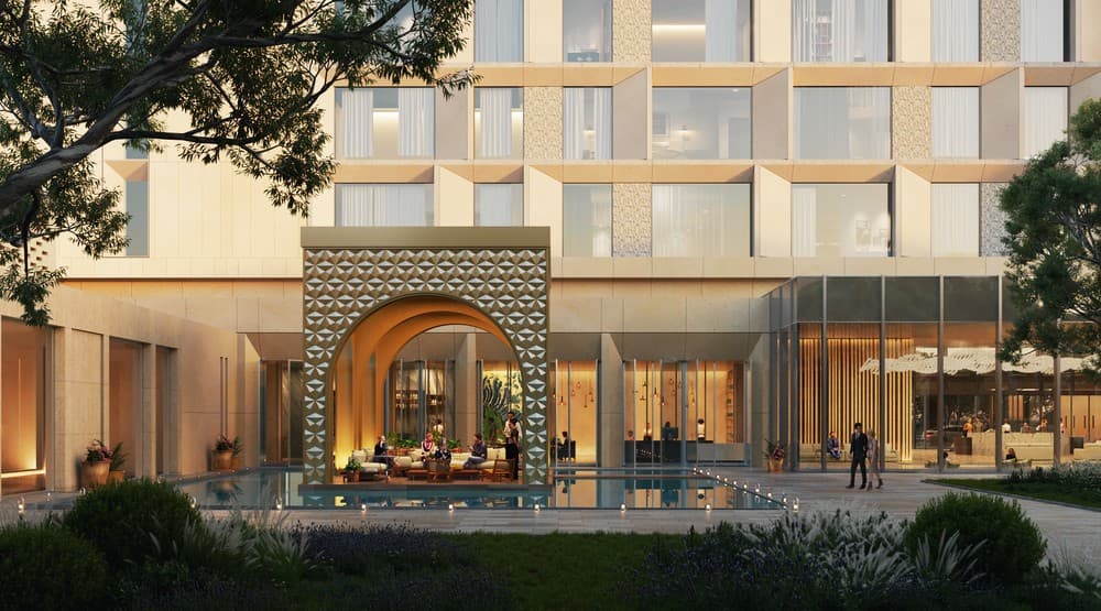 Project | Korla Renaissance Hotel and Courtyard Hotel rendering for Aedas
