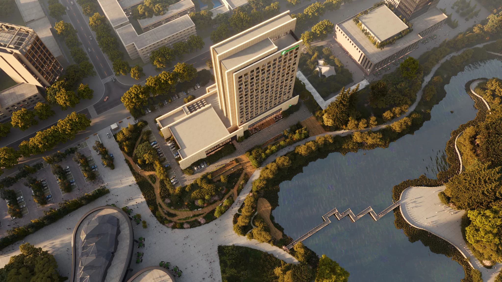 Project | Xinjiang Beautiful China Resort Kuitun Holiday Inn Hotel Project rendering for Aedas