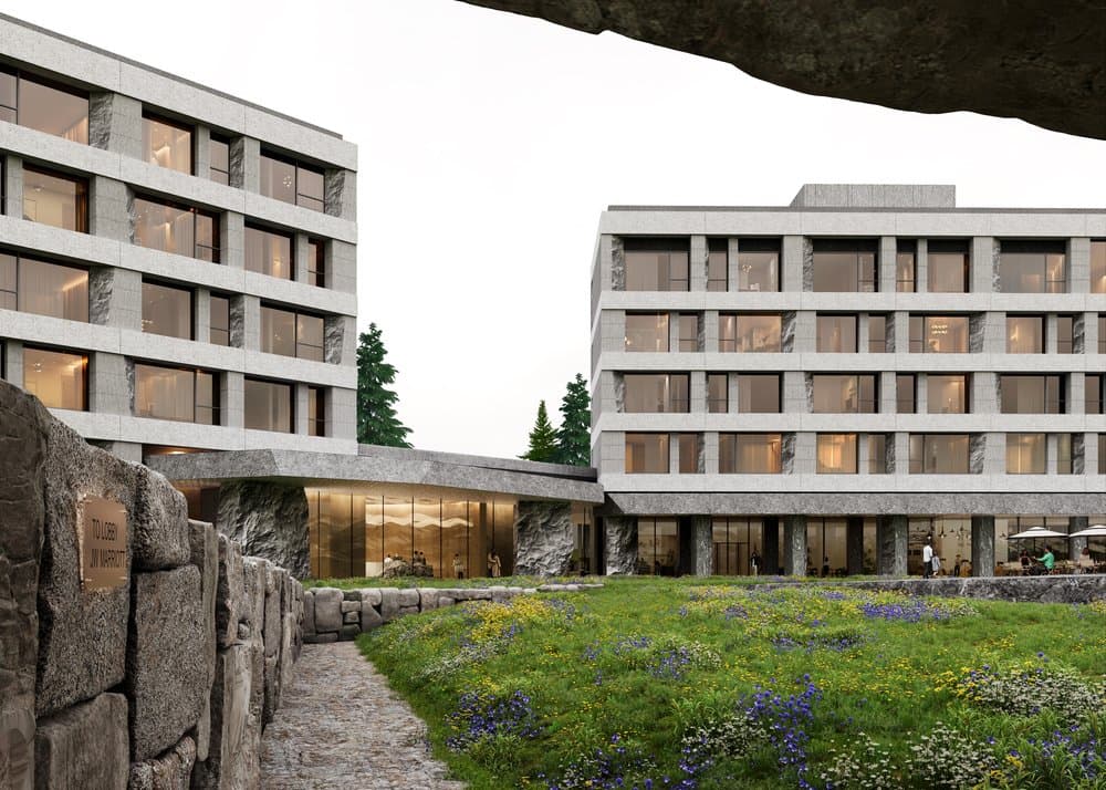 Project | Xinjiang Sayram Lake Marriott Hotel Cluster rendering for Aedas